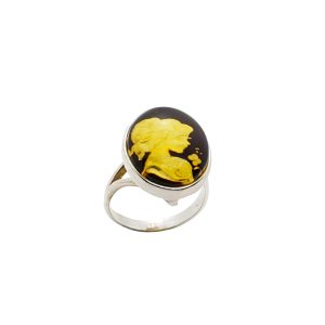 Amber Cameo/Intaglio Emage of Lady Adjustable Rings