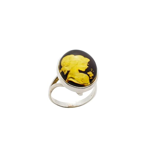 Amber Cameo/Intaglio Emage of Lady Adjustable Rings