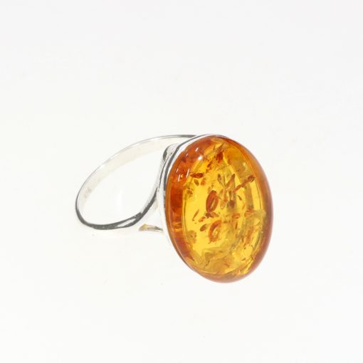 Cognac Amber Sterling Silver Ring