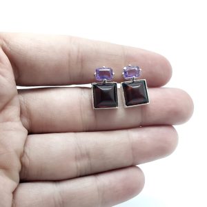 Alternative view of Baltic Amber/Amethyst Earrings 