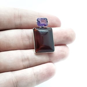 Alternative view of Cognac Amber/Amethyst Pendant