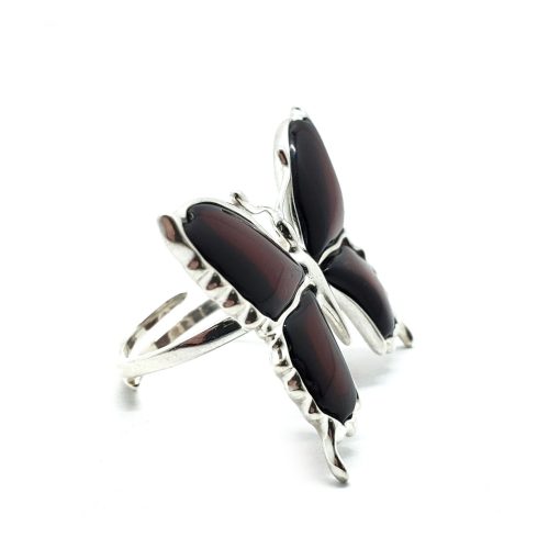 Cherry Amber Butterfly Adjustable Ring - Image 2