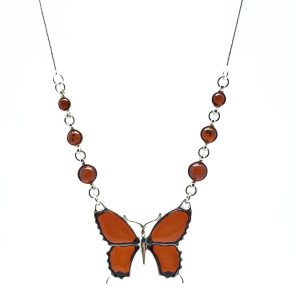 Cherry Amber Butterfly Necklace