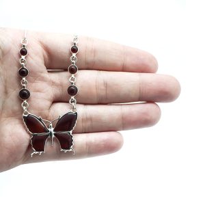 Alternative view of Cherry Amber Butterfly Necklace