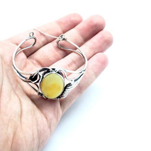 Butterscotch Amber Sterling Silver Cuff Bracelet - Image 3