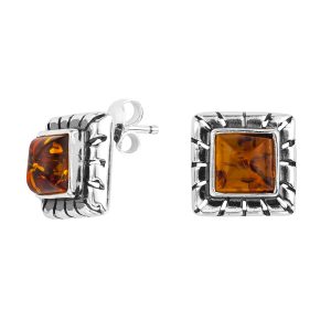 Alternative view of Baltic Amber Sterling Silver Earrings. Amber Jewelry