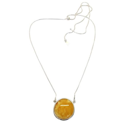 Butterscotch Amber Sterling Silver Slider Necklace - Image 4