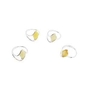 Alternative view of Butterscotch Amber Sterling Silver Diamond Shaped Ring