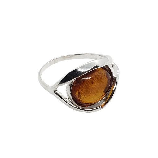 Cognac Amber Sterling Silver Ring - Image 4