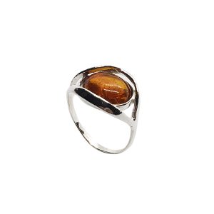Alternative view of Cognac Amber Sterling Silver Ring