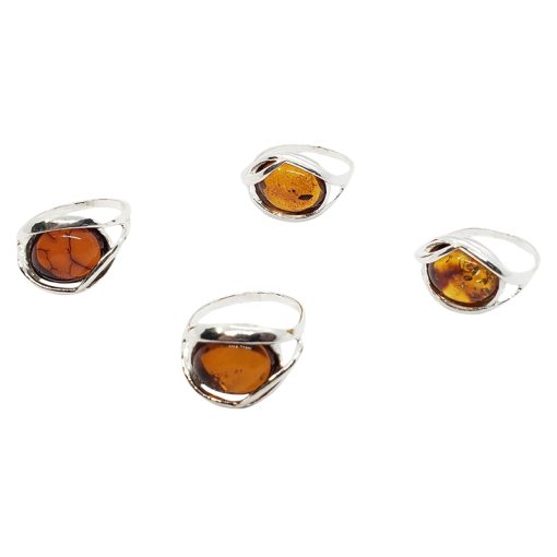 Cognac Amber Sterling Silver Ring - Image 3