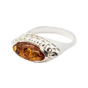 Alternative view of Cognac Amber Sterling Silver Ring