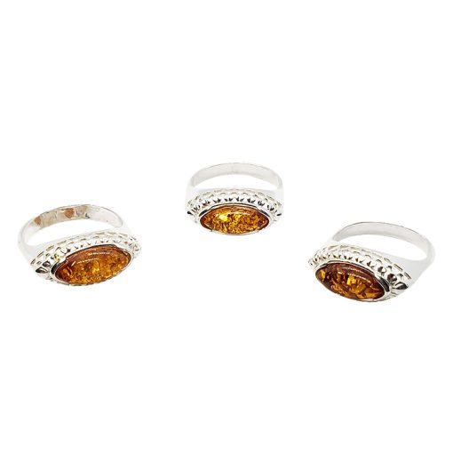 Cognac Amber Sterling Silver Ring - Image 4