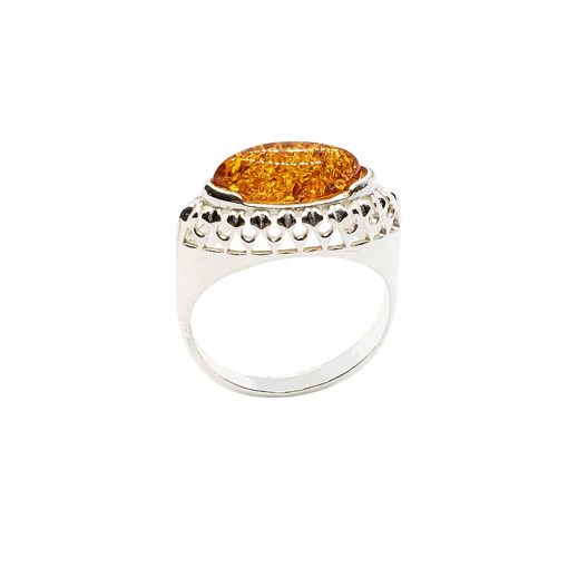 Cognac Amber Sterling Silver Ring - Image 3
