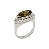 Green Amber Sterling Silver Ring