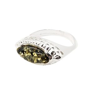 Alternative view of Green Amber Sterling Silver Ring