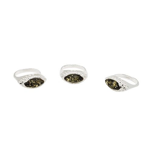 Green Amber Sterling Silver Ring - Image 3