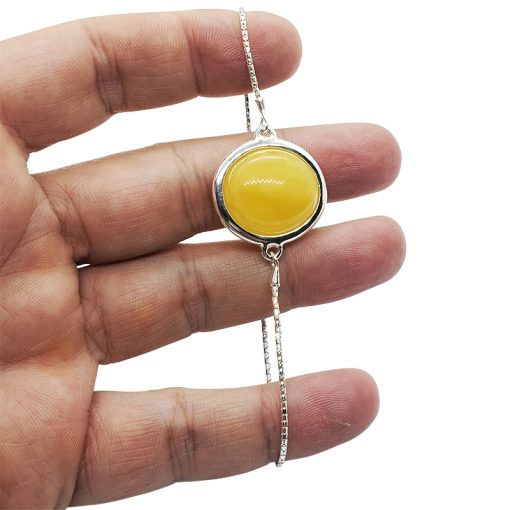 Butterscotch Amber .925 Silver Lariat / Slider Bracelet - Image 2