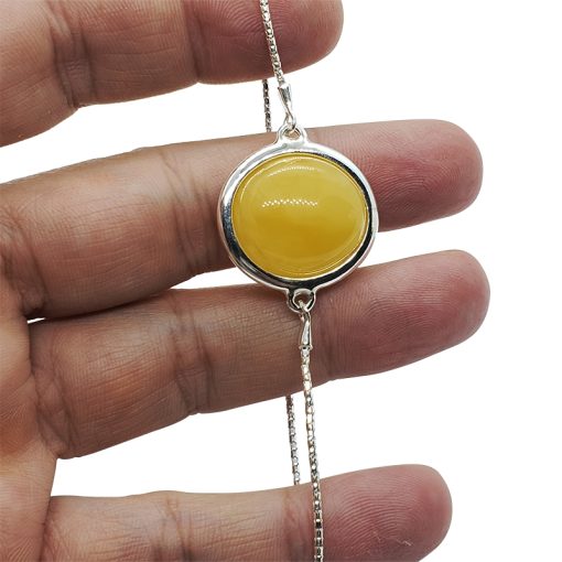 Butterscotch Amber .925 Silver Lariat / Slider Bracelet - Image 3