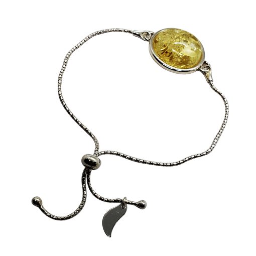 Citrine Amber .925 Silver Lariat / Slider Bracelet - Image 4