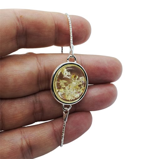 Citrine Amber .925 Silver Lariat / Slider Bracelet - Image 3