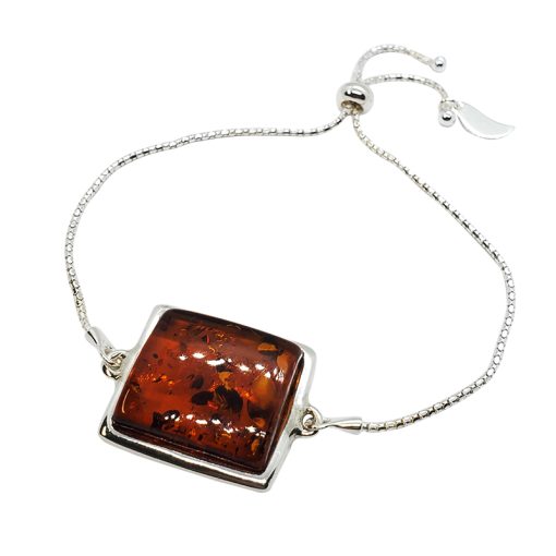 Cognac Amber Sterling Silver Slider Bracelet - Image 3