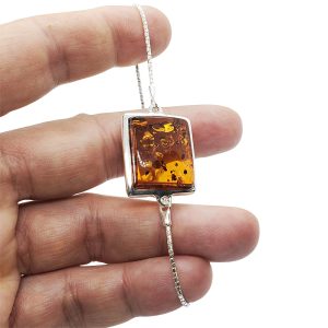 Alternative view of Cognac Amber Sterling Silver Slider Bracelet