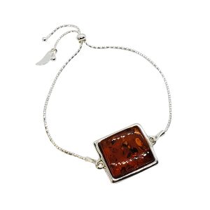Cognac Amber Stones Adjustable Bracelet
