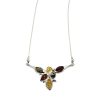 Multi-Color Amber Sterling Silver Necklace