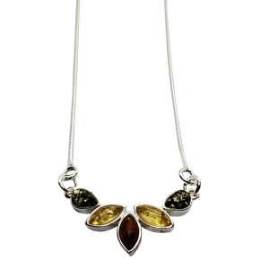 Alternative view of Multi-Color Amber Sterling Silver Necklace
