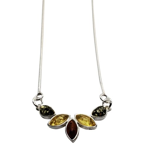 Multi-Color Amber Sterling Silver Necklace - Image 2