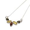 Multi-Color Amber Sterling Silver Necklace
