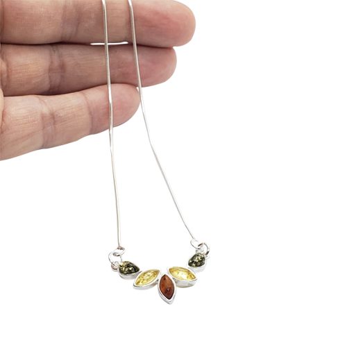 Multi-Color Amber Sterling Silver Necklace - Image 3