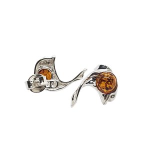 Alternative view of Baltic Amber Sterling Silver Dolphin Earrings. Amber Jewelry