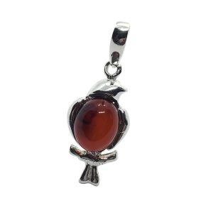Cherry Amber Sterling Silver "Bird" Pendant