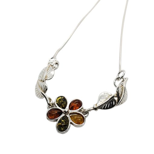 Multi-Color Amber Sterling Silver Necklace - Image 2