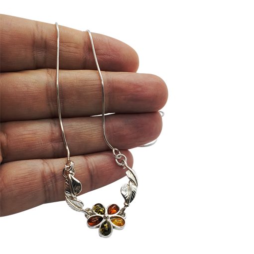 Multi-Color Amber Sterling Silver Necklace - Image 3