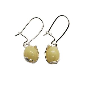 Baltic Amber Sterling Silver Flower Earrings. Amber Jewelry