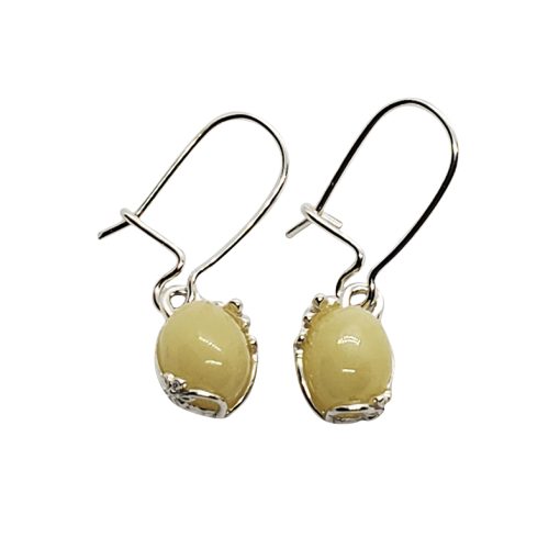 Baltic Amber Sterling Silver Flower Earrings. Amber Jewelry