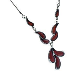 Cherry Curved Teardrop Amber Necklace