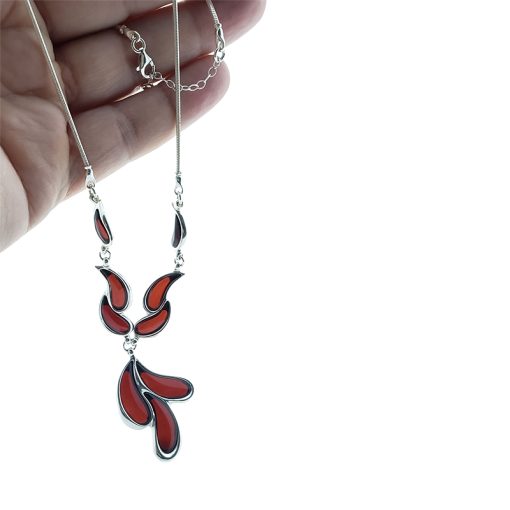 Cherry Curved Teardrop Amber Necklace - Image 5