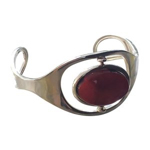 Reversible Butterscotch /Cherry Amber Sterling Silver Open Cuff Bracelet