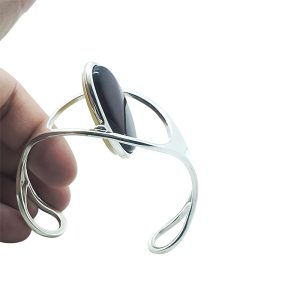 Alternative view of Reversible Butterscotch /Cherry Amber Sterling Silver Open Cuff Bracelet