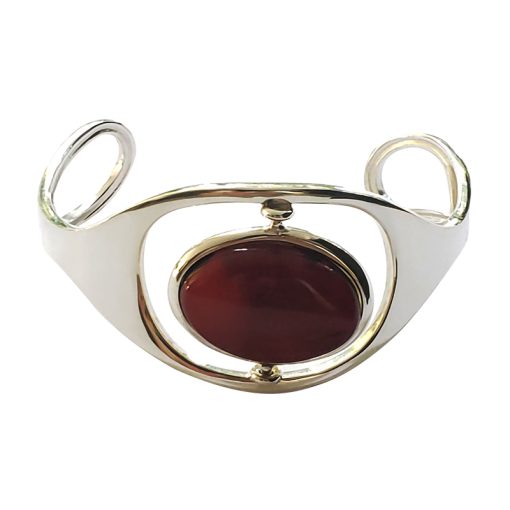 Reversible Butterscotch /Cherry Amber Sterling Silver Open Cuff Bracelet - Image 7