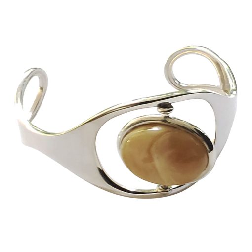 Reversible Butterscotch /Cherry Amber Sterling Silver Open Cuff Bracelet - Image 6