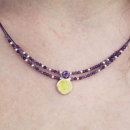 Butterscotch Amber / Amethyst Necklace - Image 4