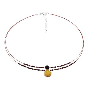 Butterscotch Amber / Garnet Necklace