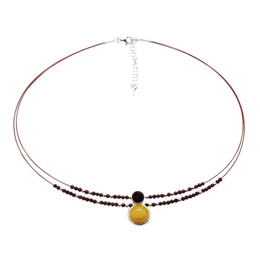 Butterscotch Amber / Garnet Necklace