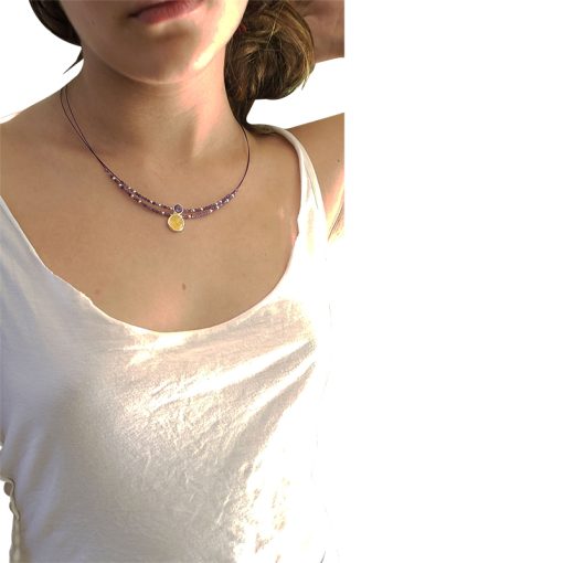 Butterscotch Amber / Amethyst Necklace - Image 2