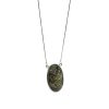 Green Amber Sterling SIlver Slider Necklace